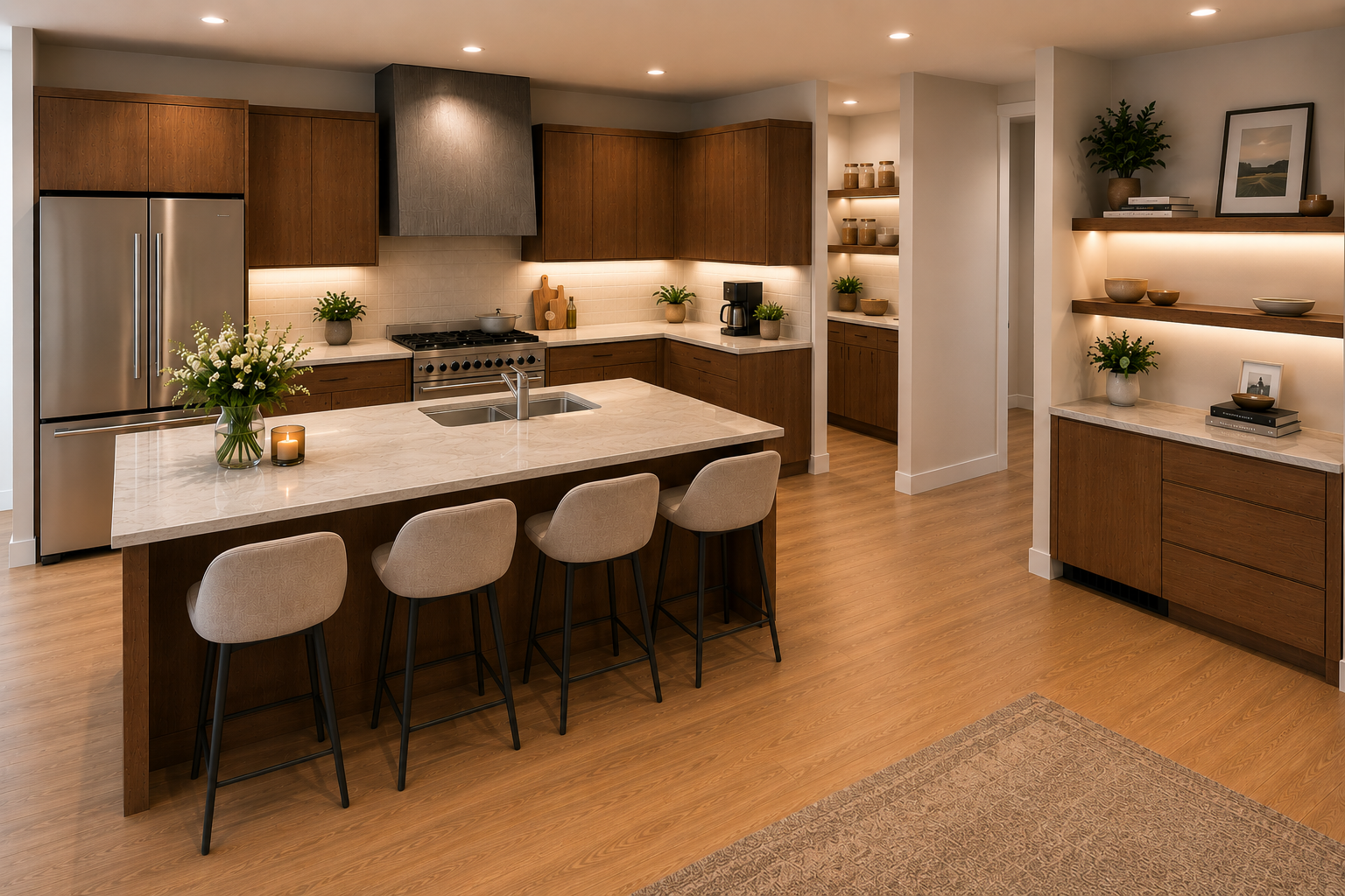 Kitchen interior rendering — Luxury Townhomes in the Old Sawmill District, Missoula MT